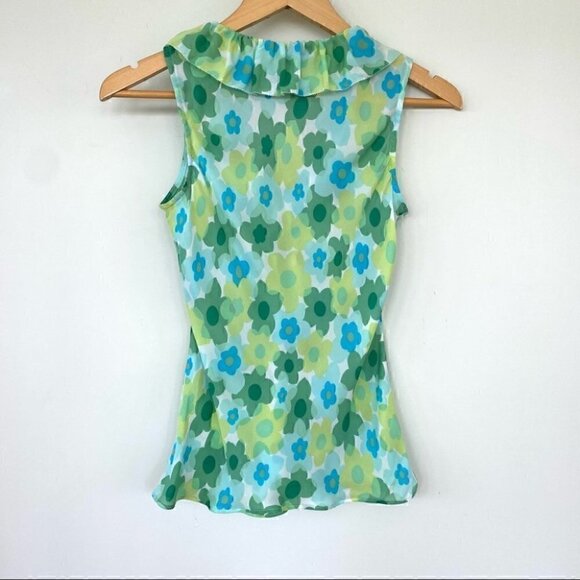 Talbots ๐ฏ silk top with v-neck & ruffle, semi sheer - Picture 5 of 9